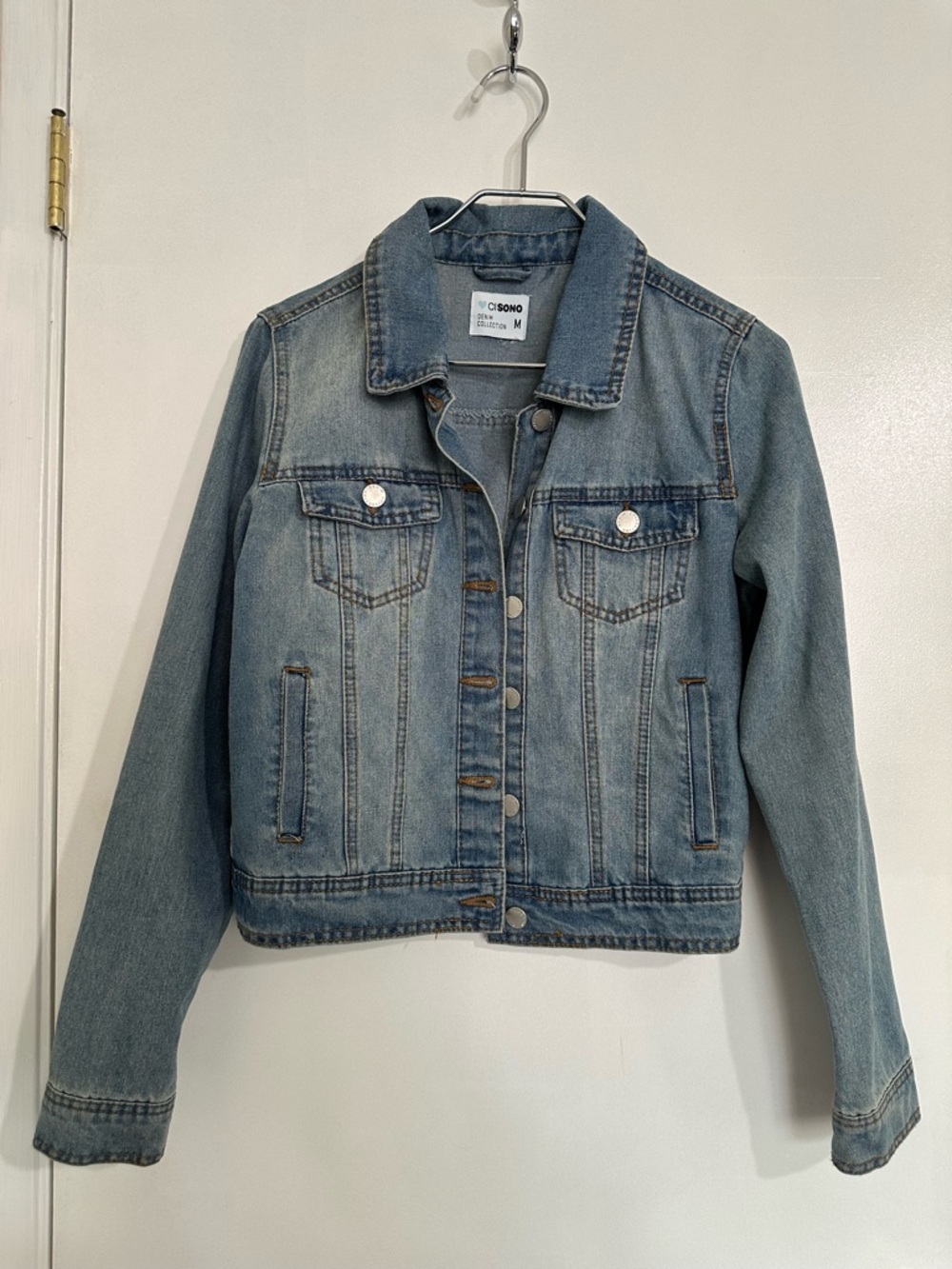 CI SONO Light Blue Denim Cotton Blend Jean Jacket Medium EUC